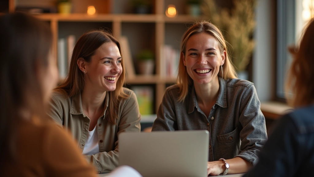 Lidé se usmívají a komunikují během workshopu o vděčnosti